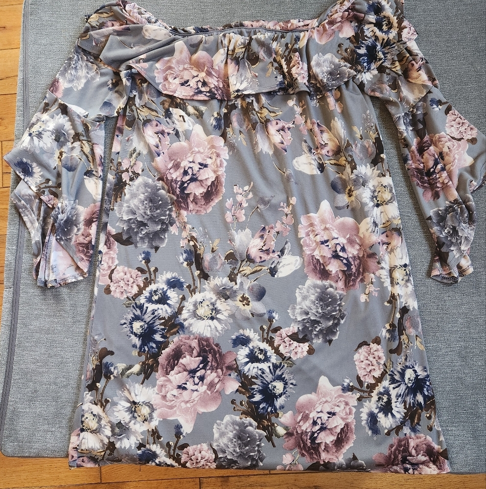 Euc boutique floral strapless dress size m  womens